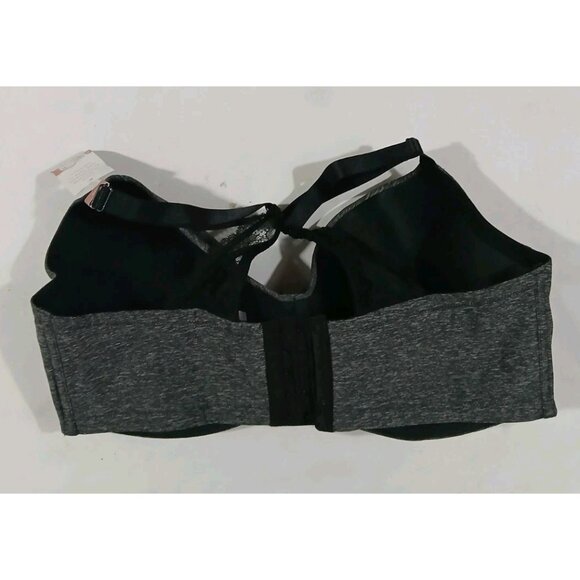 New Cacique Lightly Lined Balconette Bra Size 42F Black Lace Underwire - Picture 6 of 8